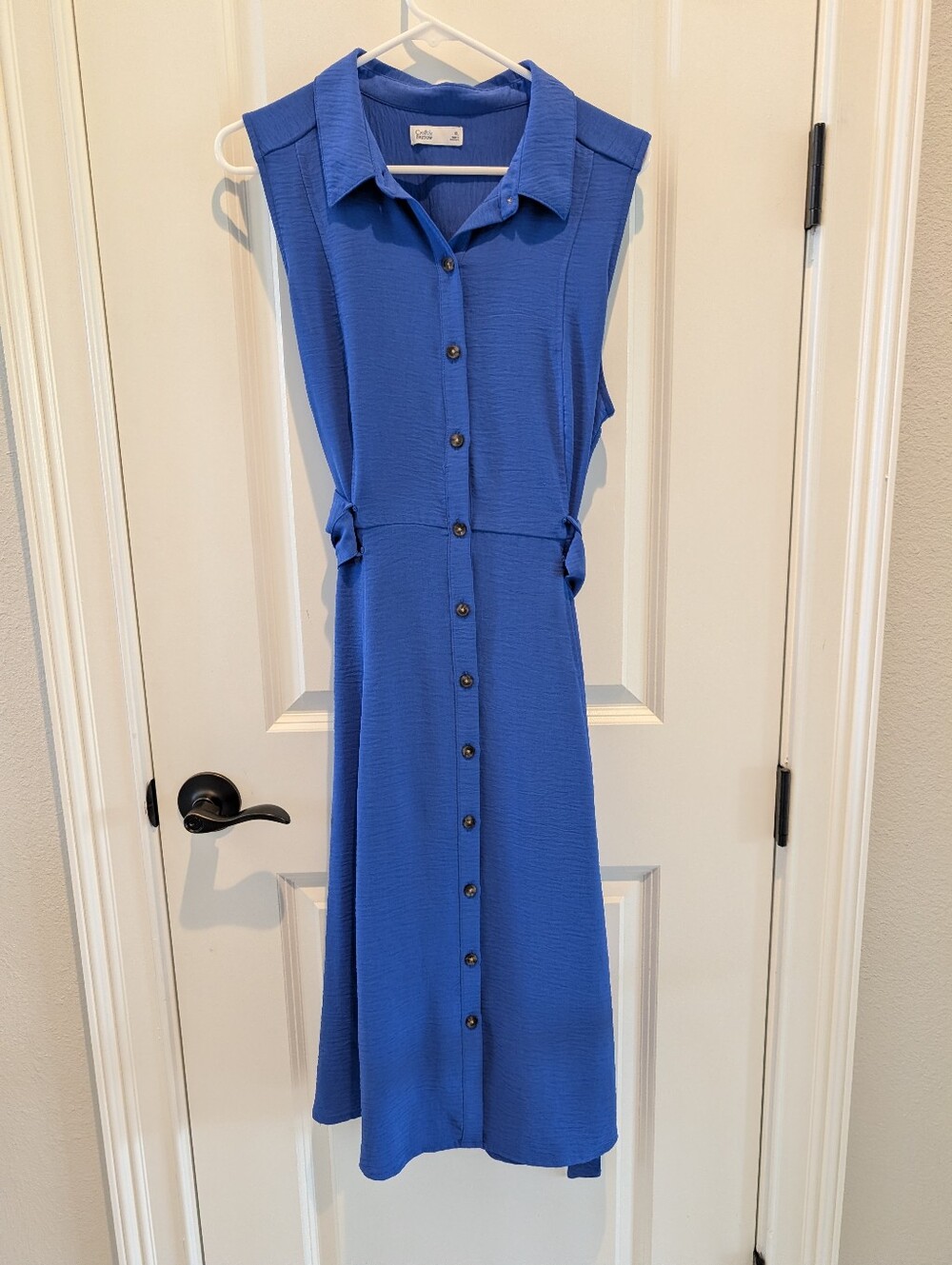 croft & barrow Sleeveless Button-Front Royal Blue Shirt Dress